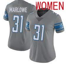 Women Detroit Lions #31 Dean Marlowe Grey Nike Game NFL Jersey->women nfl jersey->Women Jersey